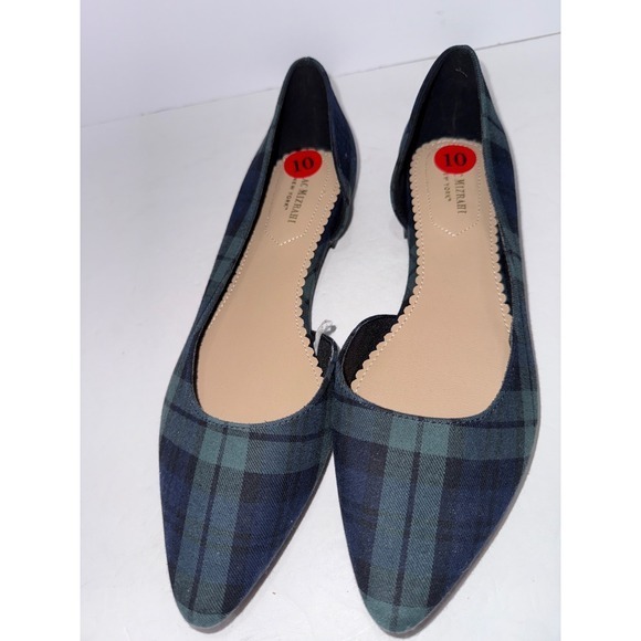 Isaac‎ Mizrahi Women 10 D Orsay Tartan Plaid Flat Shoes Academia Preppy Office - Picture 1 of 8